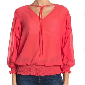 NANETTE LEPORE RUFFLE SLEEVE BLOUSE
